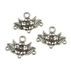 Connecting element metal flower 32x23x3 mm hole 2 mm color old silver -5 pieces