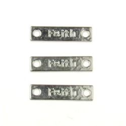 Rectangular Metal Tile with Inscription FAITH / Link Charm, 23x6x2 mm, Hole: 2 mm, Silver -5 pieces