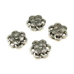 Metal Connecting element  flower 14x13x4 mm hole 1 mm color old silver -10 pieces