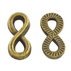 Tibetan style Connecting element metal infinity 6x13x2 mm hole 2x3 mm color antique bronze -20 pieces