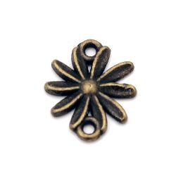 Tibetan style Connecting element metal flower 13x16 mm hole 1 mm color antique bronze -20 pieces