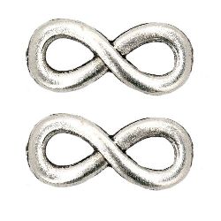 Element de conectare metal infinit 9x24x3 mm orificiu 4x7 mm culoare argintiu vechi -10 bucăți