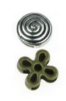 ASSORTED Metal Charms, Spacer Beads for Jewelry Making, 10 ~ 19.5x8 ~ 16x2.5 ~ 5.5mm, Hole: 1.5 ~ 8x5 ~ 11 mm -4 pieces