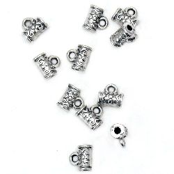 Stoc epuizat. Primeste notificare pe email cand produsul revine in stoc Margele cilindru metalic cu inel 7x7x4 mm gaură 1 ~ 2 mm culoare argint vechi -20 bucăți