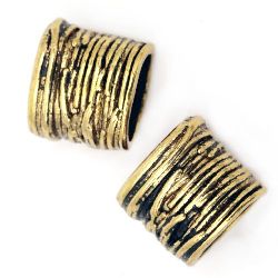 Margele metalica 14x15x10 mm gaura 10 mm culoare aur vechi -4 bucăți