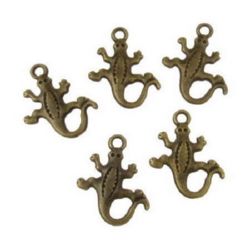 Metal charm bead in lizard shape 18x15x2 mm hole 1 mm color antique bronze - 20 pieces