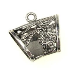 Stoc epuizat. Primeste notificare pe email cand produsul revine in stoc Figurină din margele metalică cu inel 39x37x17 mm gaură 5mm culoare argint vechi