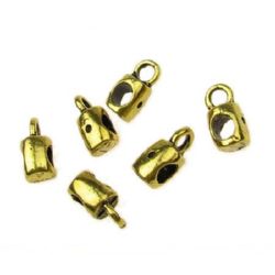 Shiny metal connecting bead in the shape of a cylinder with ring 12x6x7 mm hole 3 mm color old gold -10 pieces
