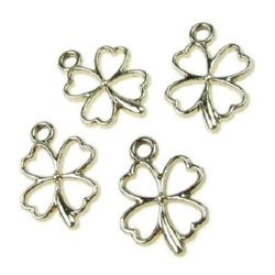 Κρεμαστό μεταλλικό τριφύλλι 15x20x2 mm τρύπα 2 mm χρυσό χρώμα -5 τεμάχια