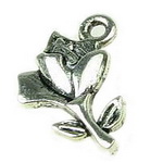 Delicate pendant metal rose for jewelry making 16x11.2x2 mm hole 1.5 mm color old silver - 20 pieces