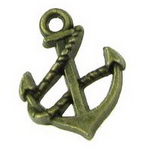 Pendant metal anchor for vintage art projects 19x15x3 mm hole 1.5 mm color antique bronze - 10 pieces