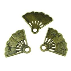 Pendant metal bead in fan shape 22x29x2 mm hole 3 mm color antique bronze - 5 pieces