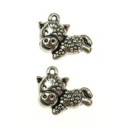 Metal cow, charm bead for bangles making 16x14x6.5 mm hole 1 mm color old silver - 2 pieces