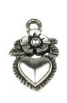 Pendant metal heart 19x11x2 mm hole 2 mm color old silver -10 pieces