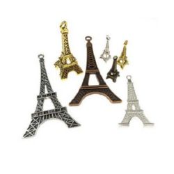 Pandantiv turn Eiffel metalic ASSORTE 13 ~ 43x3,5 ~ 26x1,5 ~ 9,5 mm orificiu 1 ~ 3,5 mm culoare ASSORTE -20 grame