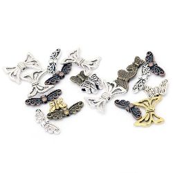 Pendant metal butterfly ASSORTE 10 ~ 21x7 ~ 17x1 ~ 3 mm hole 1 mm color ASSORTED -20 grams