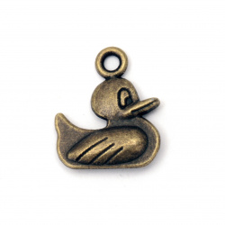 Metal pendant duck 18x16x3.5 mm hole 1.5 mm color antique bronze -5 pieces