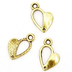Metal charm jewellery making - heart  13 x 11 x 3 mm
