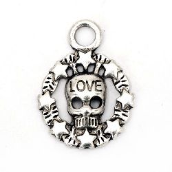 Metal charm jewellery making - skull 17 x 22.5 mm