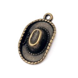 Metal pendant hat 25x14x5 mm hole 1.5 mm color antique bronze -5 pieces