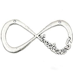 Infinity metal pendant with inscription 28.5x57.5x2 mm hole 1.5 mm color old silver -2 pieces