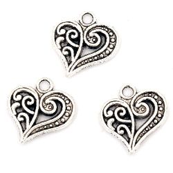 Metal charm jewellery making - heart 14 x 14 x 2.5 mm