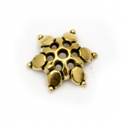 Καπελάκια χάντρας λουλούδι 12x3 mm μεταλλικά. τρύπα 1,5 mm χρυσό αντικέ -20 τεμάχια