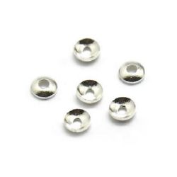 Metal Bead Caps for Jewelry Findings, 3x1 mm, Hole: 1 mm, Silver -50 pieces