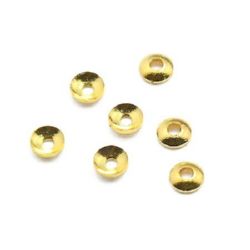 Καπελάκια χάντρας 3x1 mm τρύπα 1 mm μεταλλικά, χρυσό -50 τεμάχια