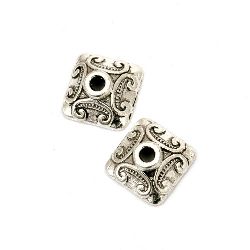 Bead metal hat 10x10x5 mm hole 2 mm color old silver -10 pieces