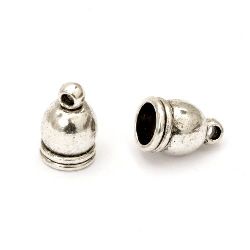 Stoc epuizat. Primeste notificare pe email cand produsul revine in stoc Palarie metalica din margele 12x7x7 mm gaura 1 si 6 mm culoare argintie veche -4 piese