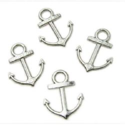 Metal pendant anchor 18.5x15x2 mm hole 3 mm color silver -12 pieces -8.31 grams