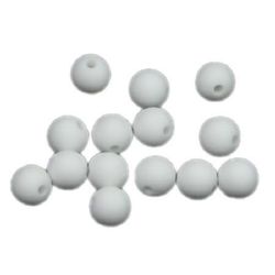Margele solidă bilă mată 8 mm gaură 2 mm alb - 50 grame ~170 bucăți