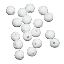 Margele solidă bilă mată 6 mm gaură 1,5 mm alb - 50 grame ~ 400 bucăți
