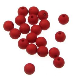 Bead solid ball matte 6 mm hole 1.5 mm red - 50 grams ~ 400 pieces