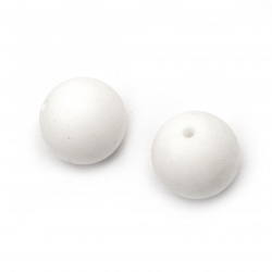 Silicone ball shaped bead white,12 mm, hole size 2.5 mm - 5 pieces