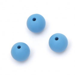 Silicone ball shaped bead 12 mm hole 2.5 mm color blue - 5 pieces