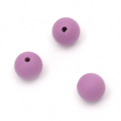 Silicone ball shaped bead for DIY soother holder chain and other crafts accessories 12 mm hole 2.5 mm purple - 5 pieces