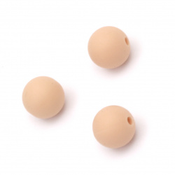 Opaque silicone bead  in ball form 12 mm hole 2.5 mm peach color - 5 pieces
