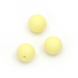 Χάντρα στρογγυλή σιλικόνης 15 mm τρύπα 2,5 mm χρώμα κίτρινο - 5 τεμάχια