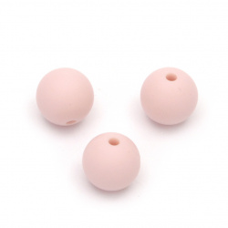 Silicone ball bead for eyeglass lanyard from beads 15 mm hole 2.5 mm color light pink - 5 pieces