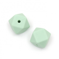 Мънисто силикон многоъгълник 14x14 мм дупка 2.5 мм цвят зелен - 4 броя