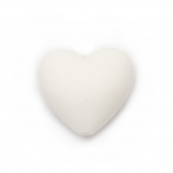 Silicone bead in heart shape 19x20x12 mm hole 2.5 mm color white - 2 pieces