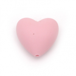 Silicone heart bead 19x20x12 mm hole 2.5 mm pink - 2 pieces