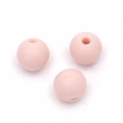 Dense silicone ball bead for home decor ideas 9 mm hole 2.5 mm color pink light - 5 pieces