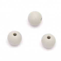 Dense silicone ball shaped bead for DIY  decoration, gifts and other crafts 9 mm hole 2.5 mm color gray - 5 pieces