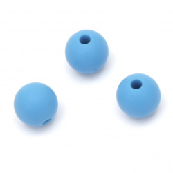 Bead silicone ball for decoration hairpins, eyeglass lanyard and other accessories 9 mm hole 2.5 mm color blue - 5 pieces