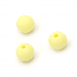 Delicate silicone ball shaped bead 9 mm hole 2.5 mm color yellow - 5 pieces