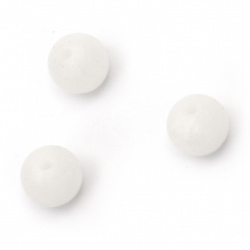 Bead silicone ball 9 mm hole 2.5 mm color white pearl - 5 pieces