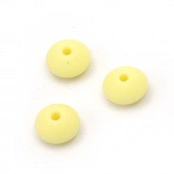 Silicone disc bead for for DIY jewelry findings 12x7 mm hole 2.5 mm color yellow - 5 pieces